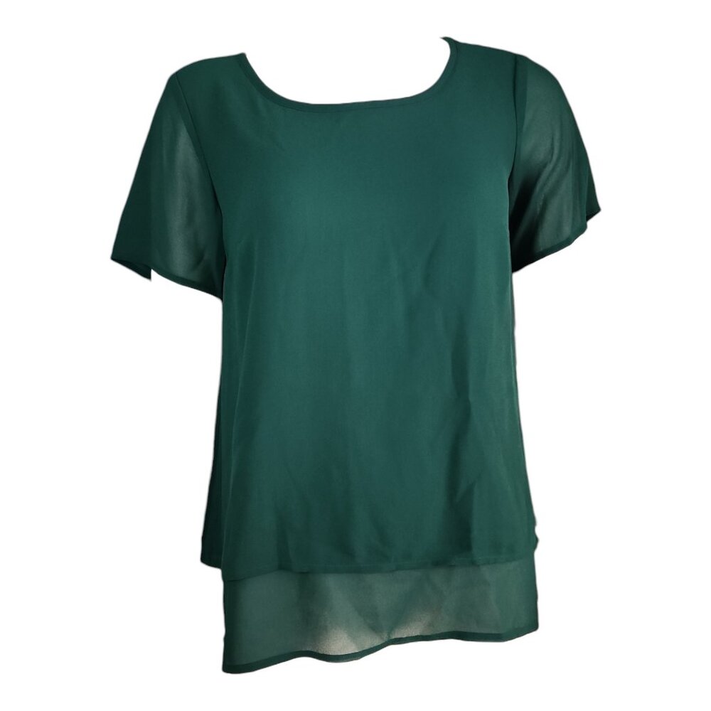 Michael Kors Top NWT Womans S Small Green Sheer Layered Look Split Back‎